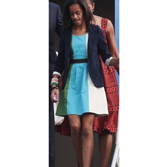 Tabitha Fit & Flare Mini Dress Color Block Multicolor 100% Cotton Sleeveless 0 - Picture 1 of 5